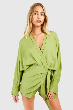 Linen Look Wrap Romper