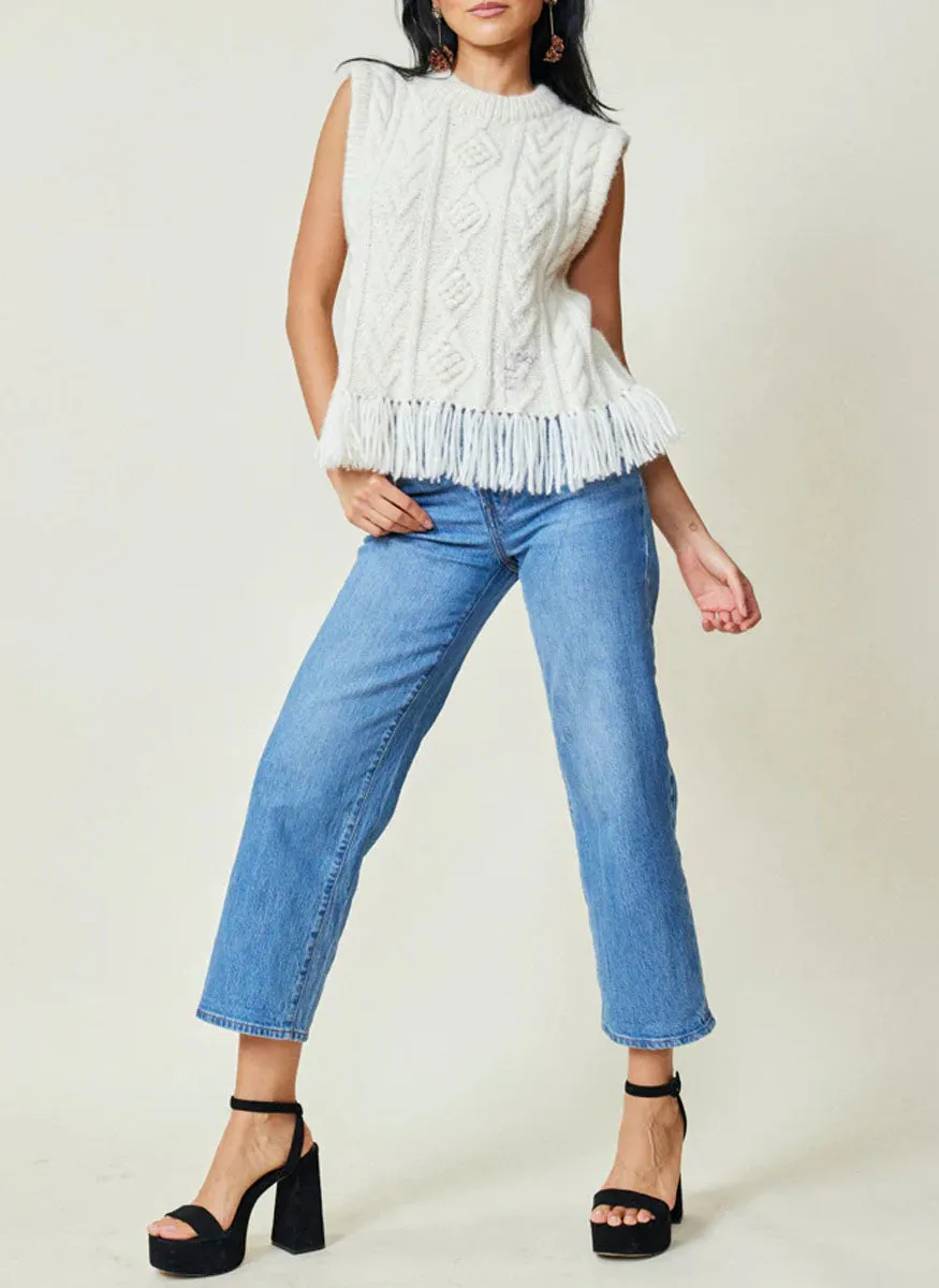 Lingua Franca Mavis Fringe Knit Vest