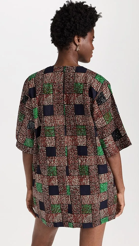 Lisa Folawiyo   Hand Embellished Checkered Tunic 