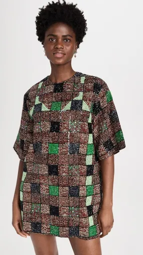 Lisa Folawiyo   Hand Embellished Checkered Tunic 