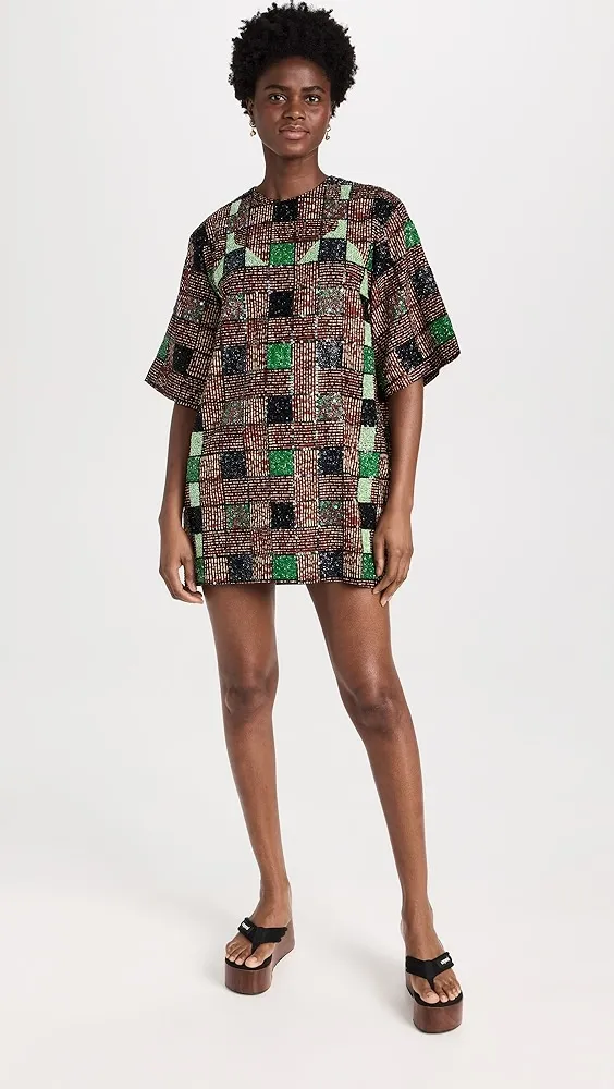 Lisa Folawiyo   Hand Embellished Checkered Tunic 