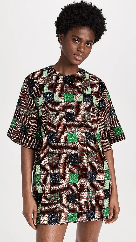 Lisa Folawiyo   Hand Embellished Checkered Tunic 