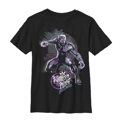 Little & Big Boys Crew Neck Short Sleeve Marvel Black Panther Graphic T-Shirt