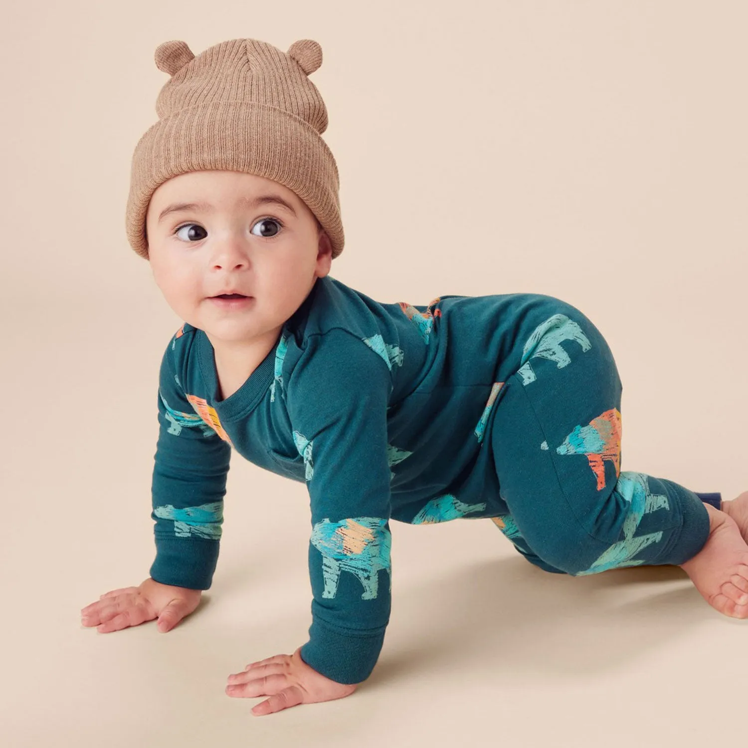 Long Sleeve Pocket Baby Romper - Degas Bears - FINAL SALE