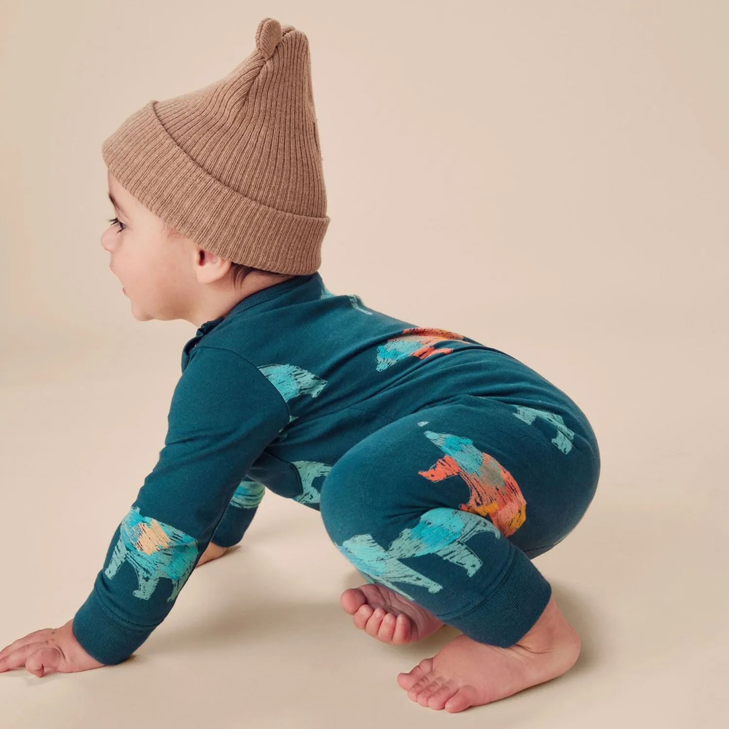 Long Sleeve Pocket Baby Romper - Degas Bears - FINAL SALE