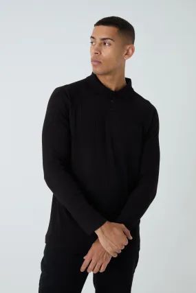 Long Sleeve Rib Pocket Polo