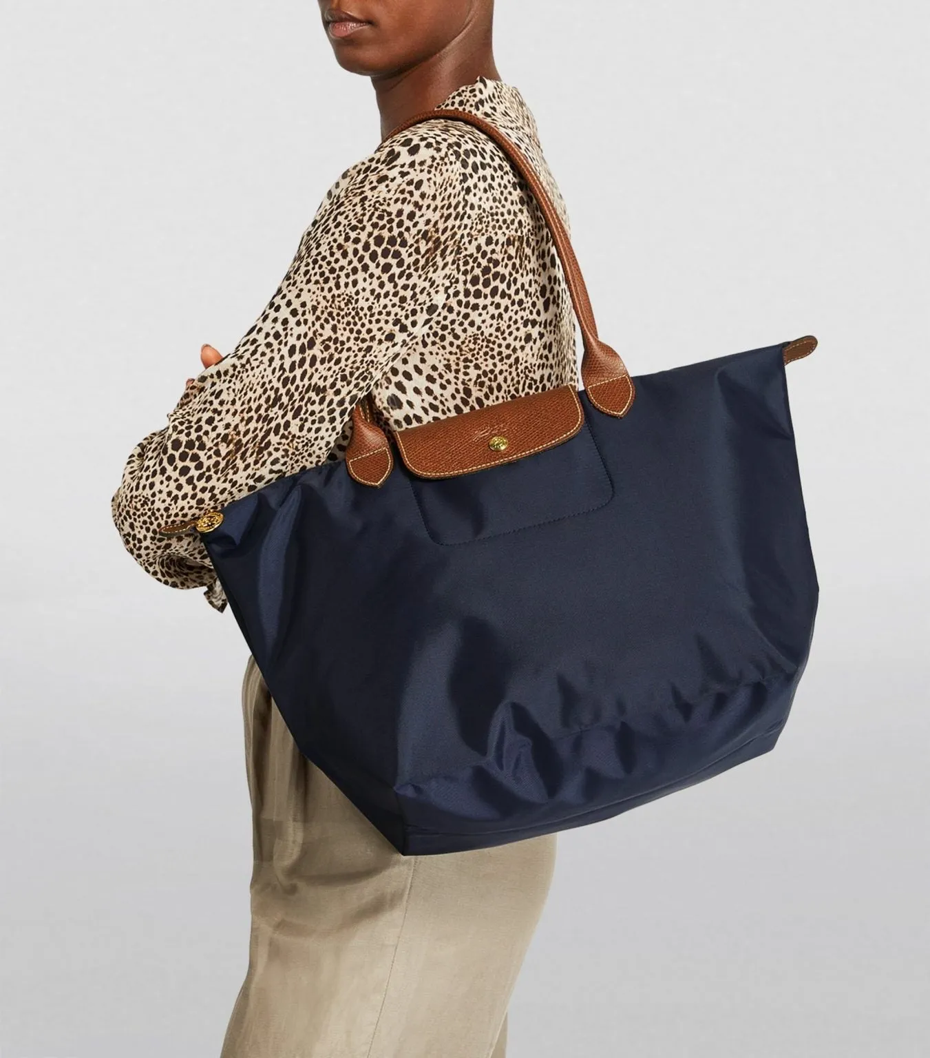 Longchamp Le Pliage Green Tote Navy- Recycled Canvas
