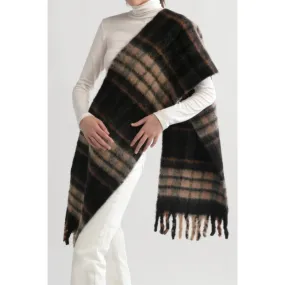 Look by M Brushed Check Black Scarf (Women's)