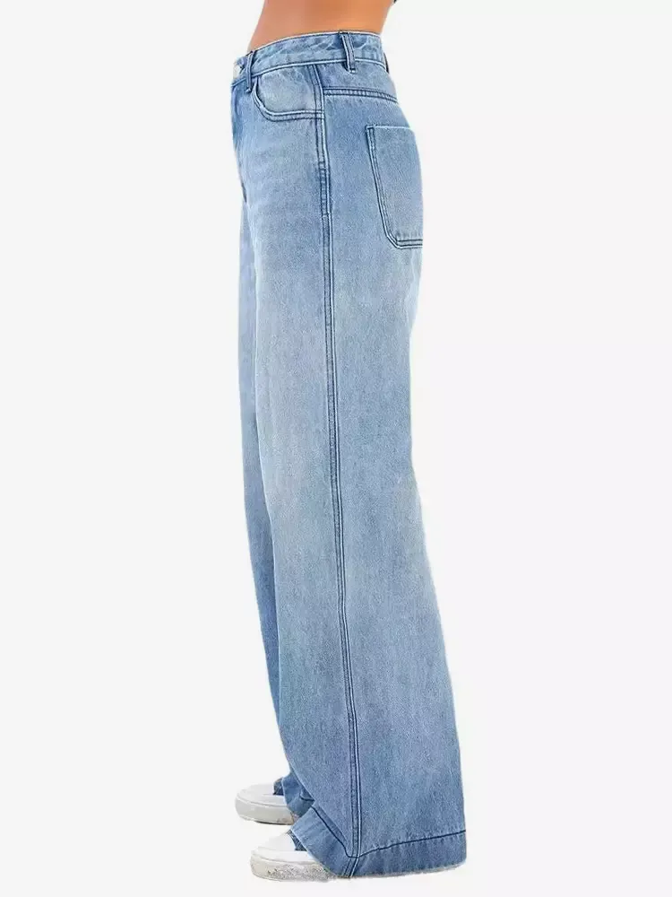 Loose Fit Jeans For Woman Wide Leg Casual Spring Straight Denim Pants 2025