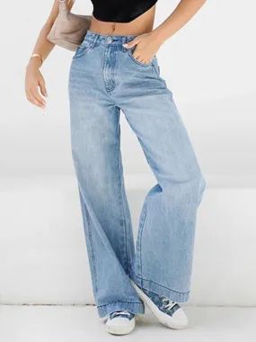 Loose Fit Jeans For Woman Wide Leg Casual Spring Straight Denim Pants 2025