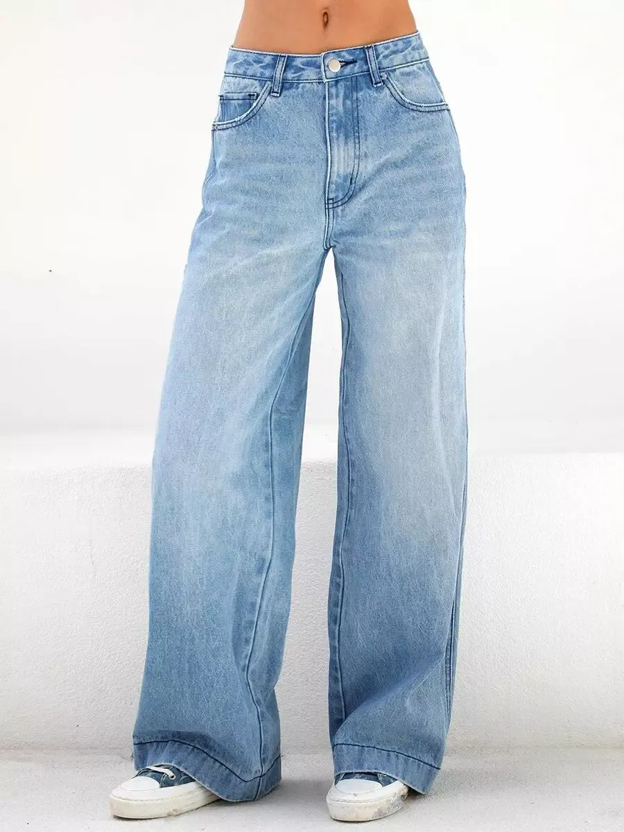 Loose Fit Jeans For Woman Wide Leg Casual Spring Straight Denim Pants 2025