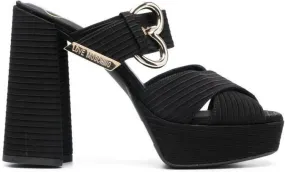 Love Moschino cross-strap platform sandals Black