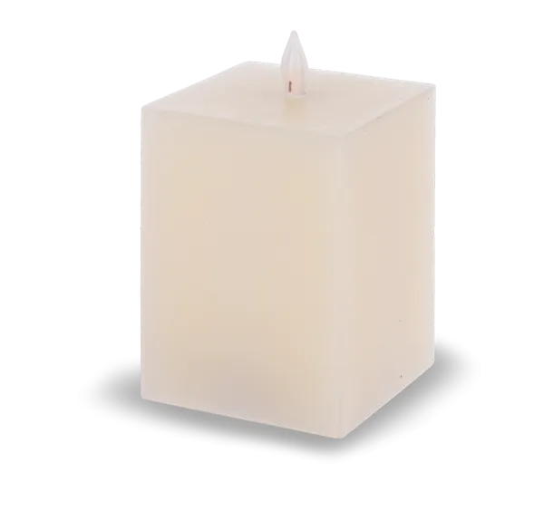 Luxury Lite Square Ivory LED Wax Pillar Candles
