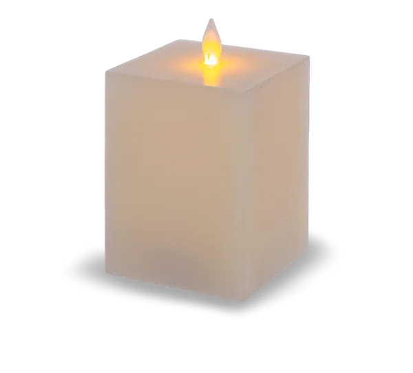 Luxury Lite Square Ivory LED Wax Pillar Candles