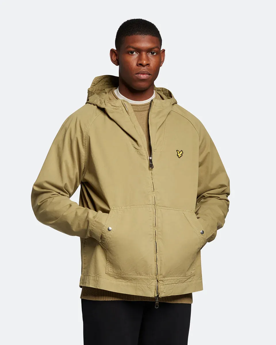 Lyle & Scott Garment Dyed Zip Through Hooded Jacket Seaweed