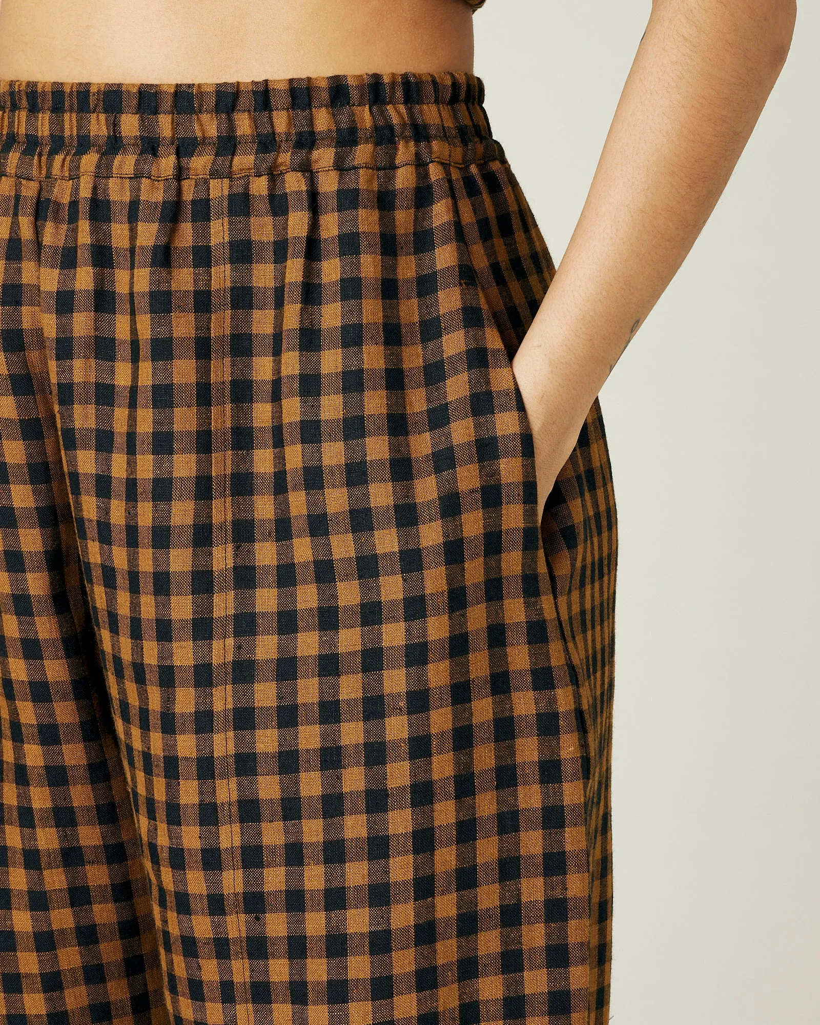 Mabel Rust Gingham Linen Trousers