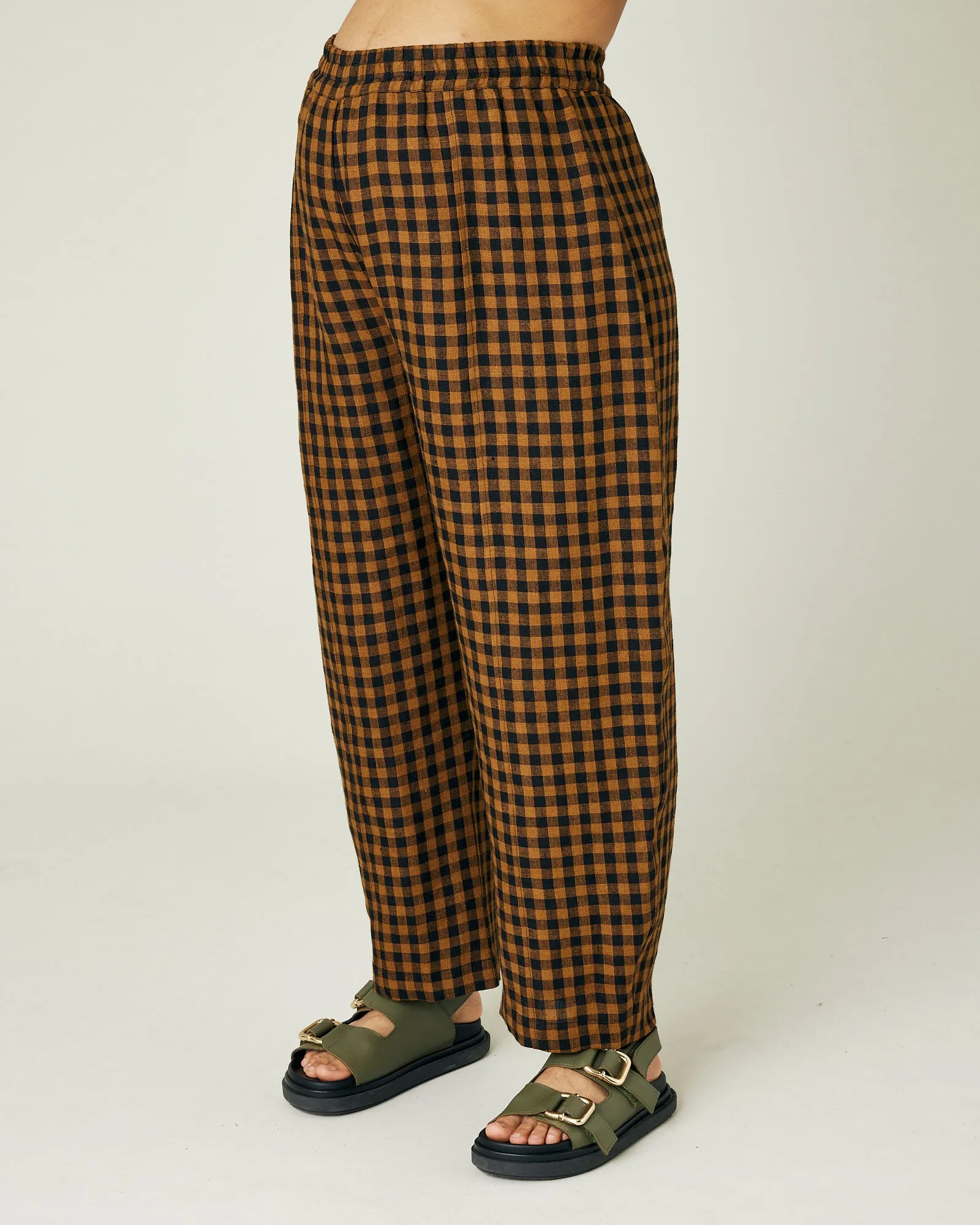 Mabel Rust Gingham Linen Trousers