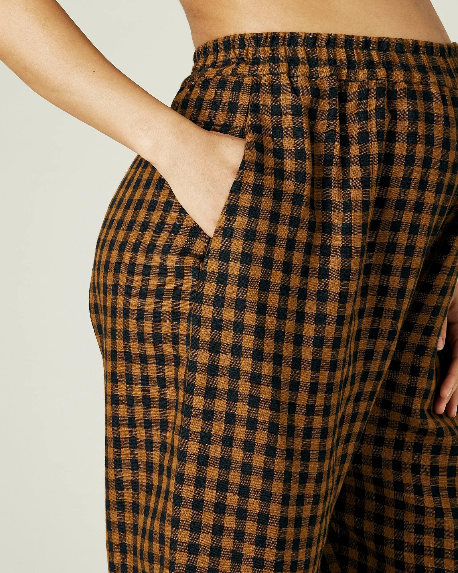 Mabel Rust Gingham Linen Trousers