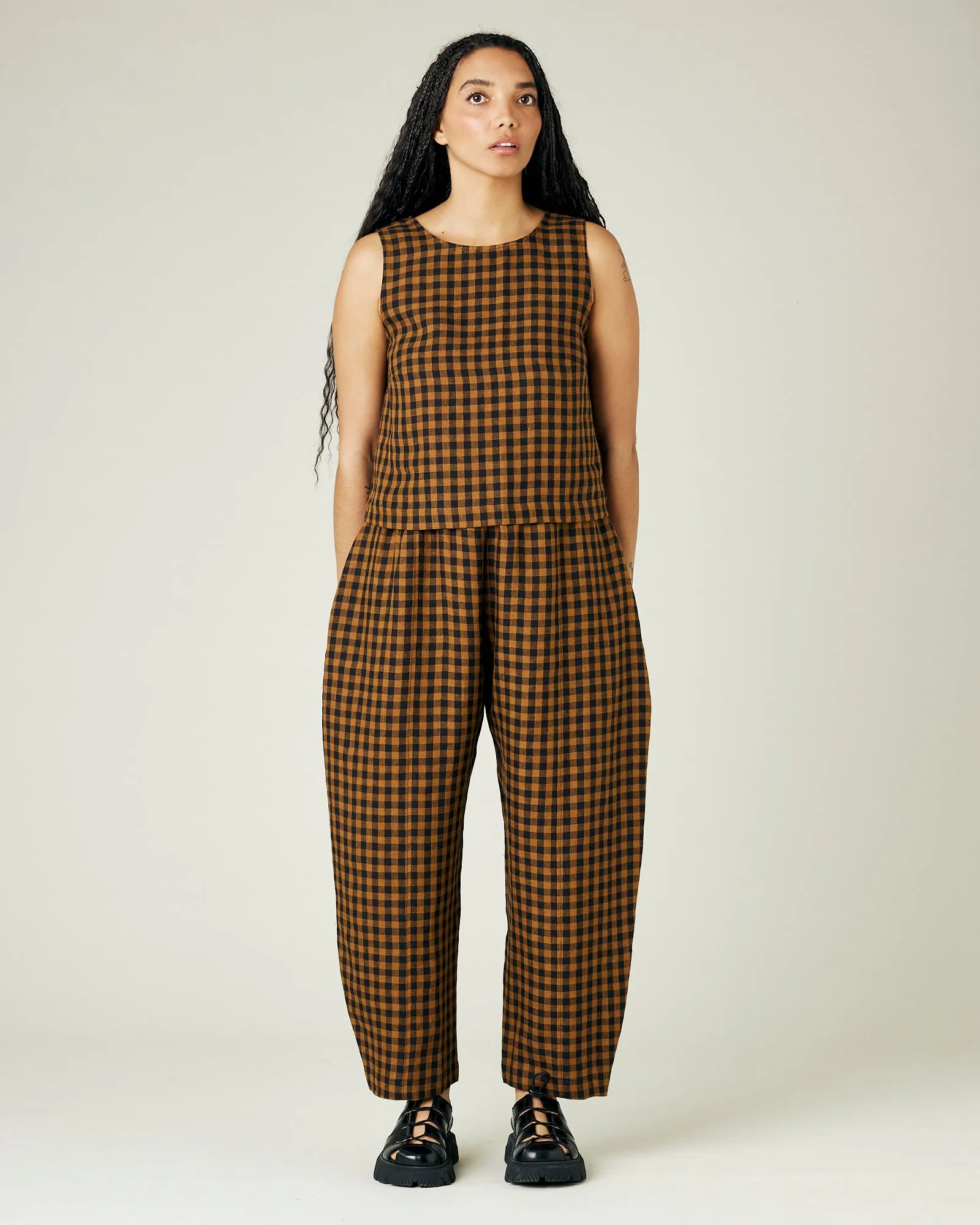 Mabel Rust Gingham Linen Trousers