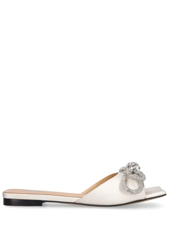 Mach & Mach   10mm Double Bow satin slide sandals 