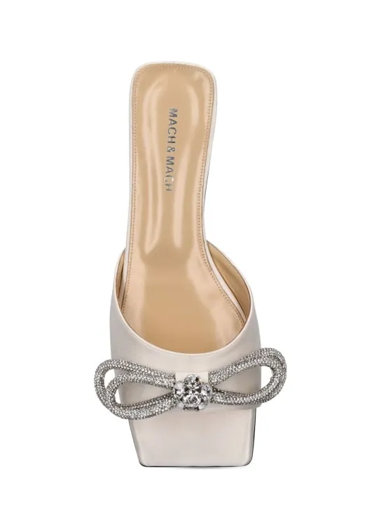 Mach & Mach   10mm Double Bow satin slide sandals 