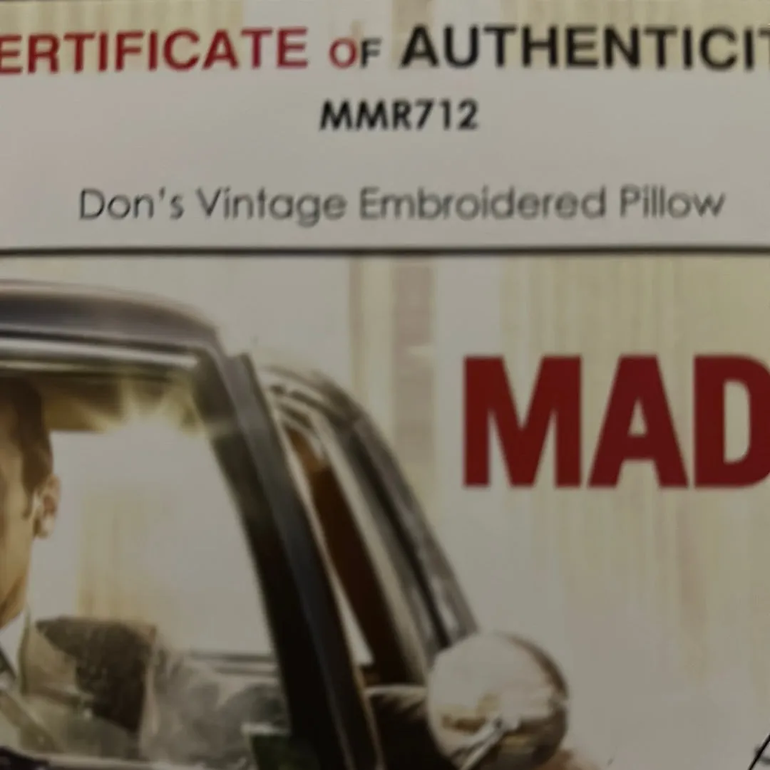 MAD MEN: Don’s Vintage Embroidered Pillow