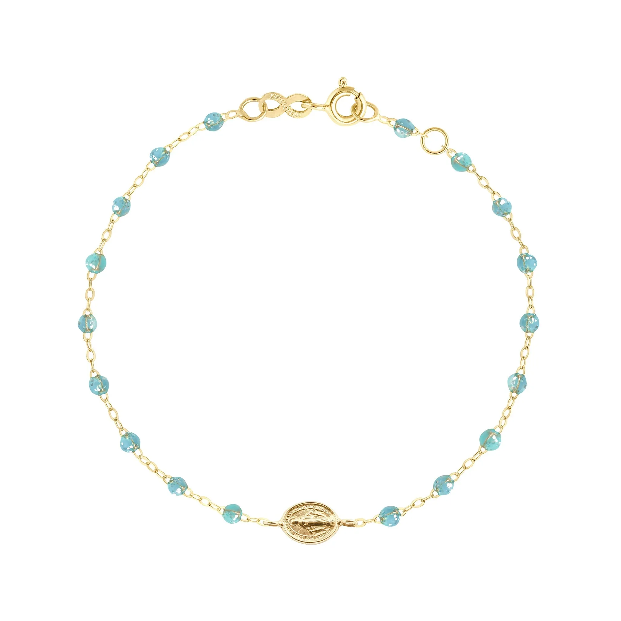 Madone Charm Classic Gigi Aqua bracelet, Yellow Gold, 6.7