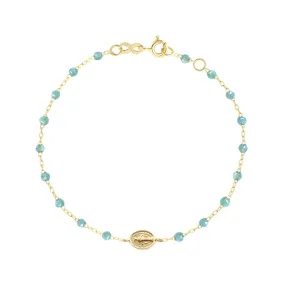 Madone Charm Classic Gigi Aqua bracelet, Yellow Gold, 6.7