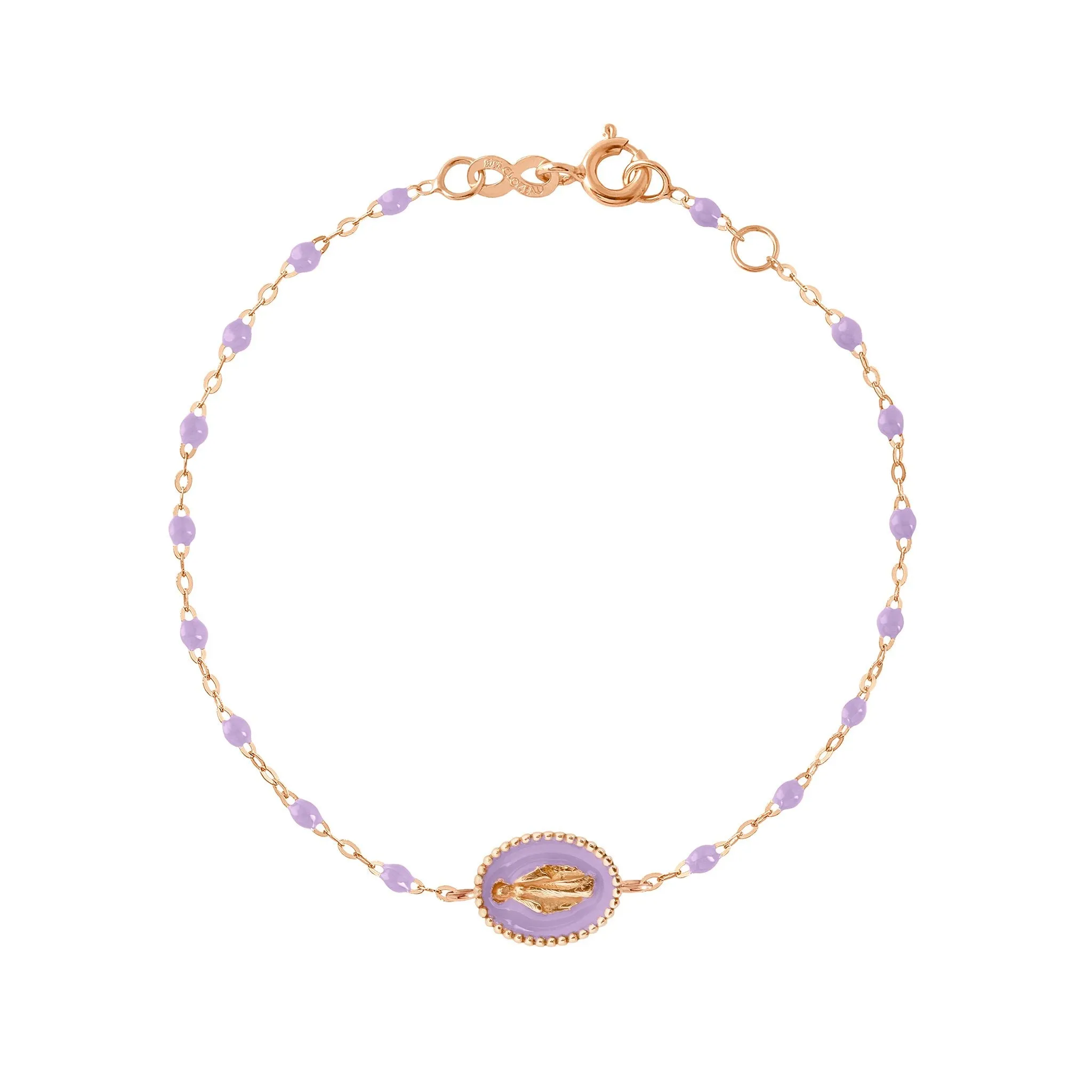 Madone resin charm Classic Gigi Lilac bracelet, Rose Gold, 6.7