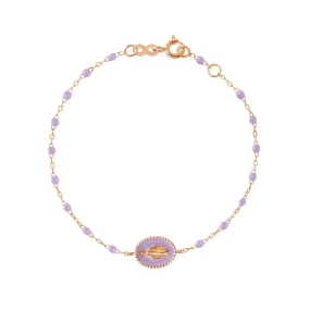 Madone resin charm Classic Gigi Lilac bracelet, Rose Gold, 6.7