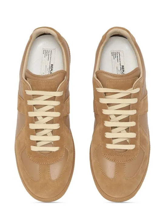 Maison Margiela   Replica leather & suede low top sneakers 
