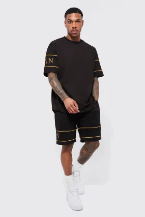 Man Gold Piped Short Tracksuit