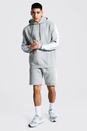 Man Signature Contrast Panel Short Tracksuit | boohooMAN UK