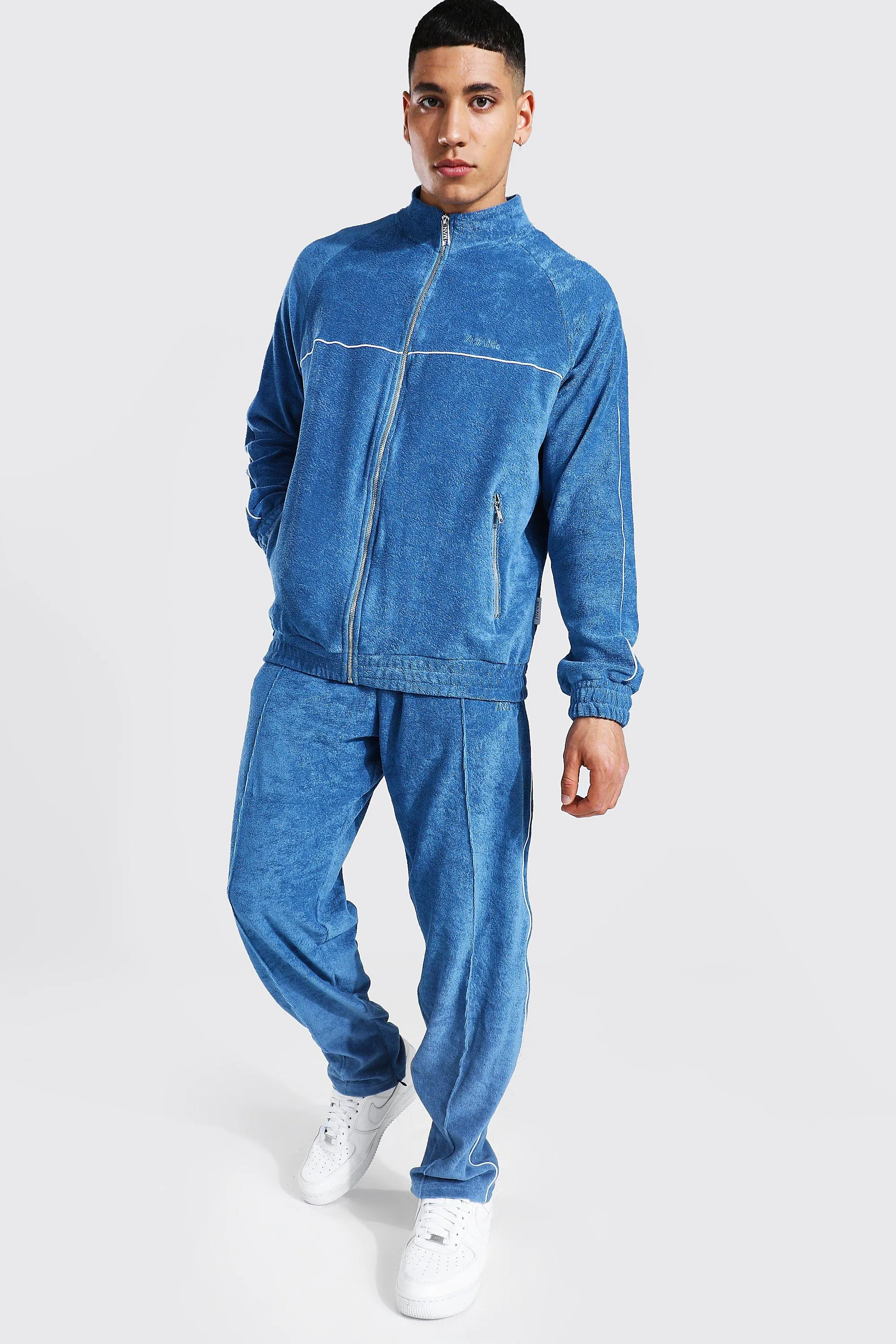 Man Towel Zip Through Tracksuit | boohooMAN UK