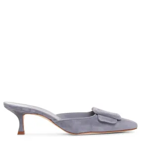 Manolo Blahnik Maysale grey suede mules