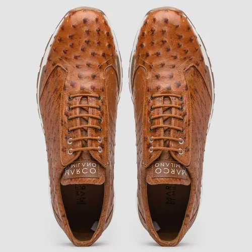 Marco DI Milano Scanno Ostrich Antique Cognac Fashion Sneakers