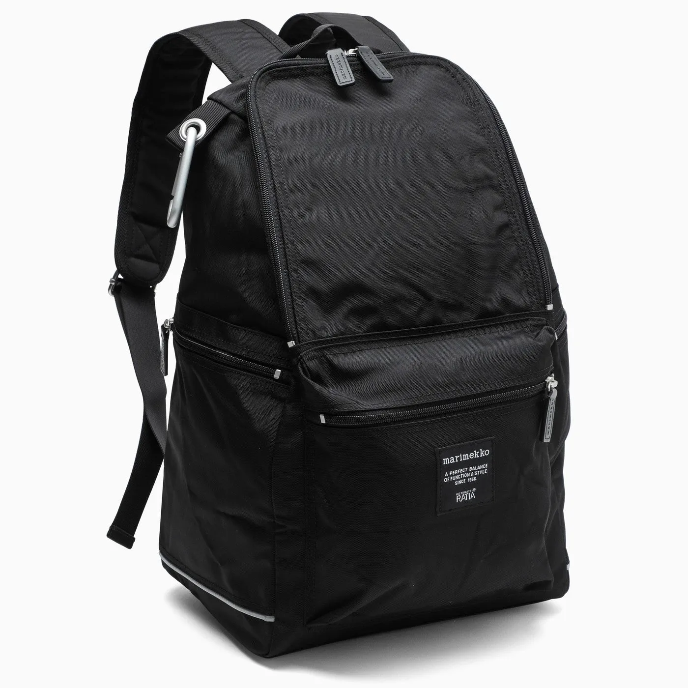 Marimekko    Marimekko Black Nylon Logo Patch Backpack