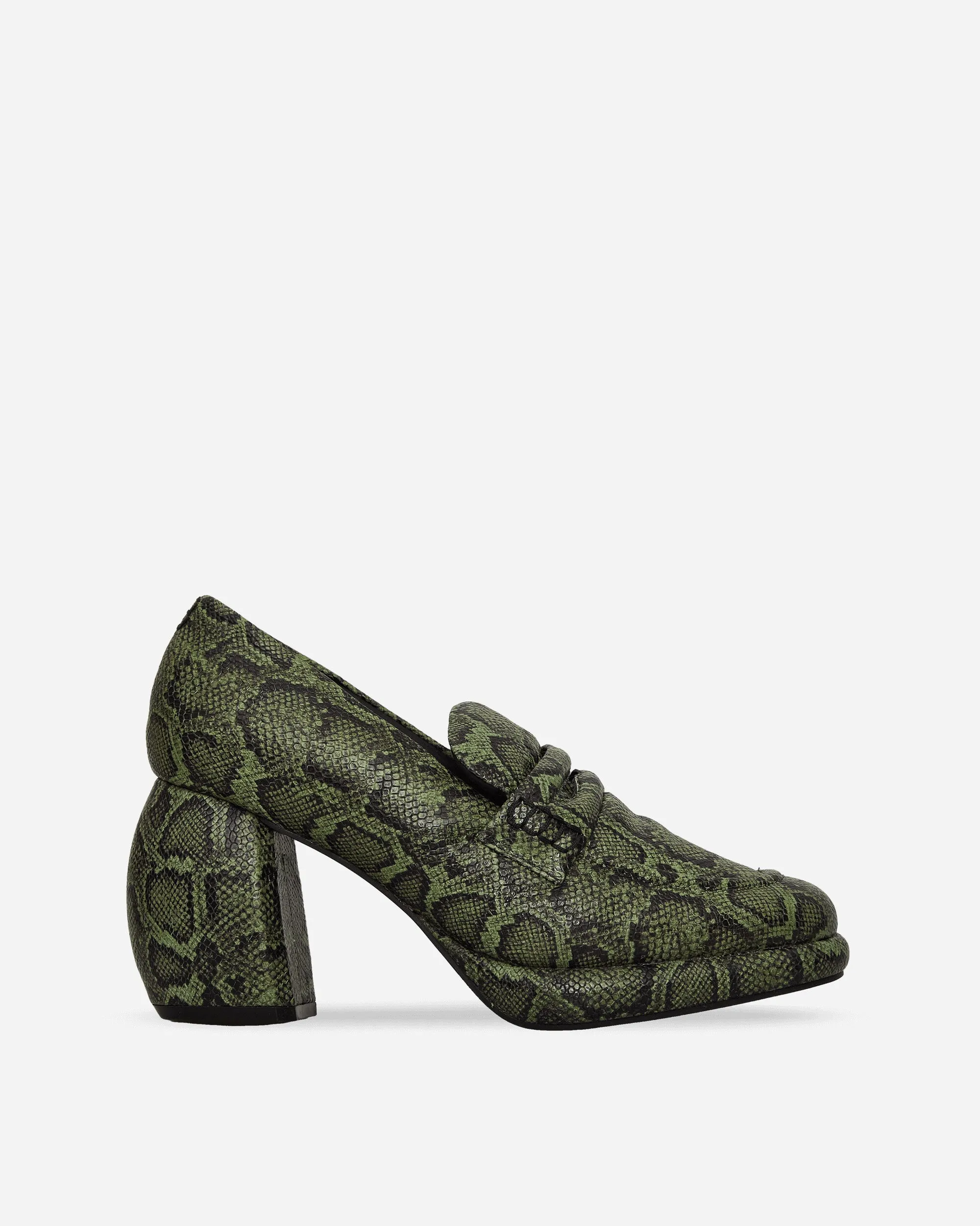 Martine Rose Leather Loafer Green Snake