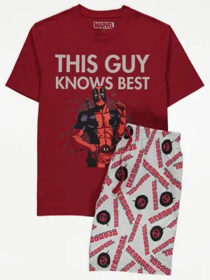 Marvel Deadpool Red Slogan Short Pyjamas | Men | George at ASDA