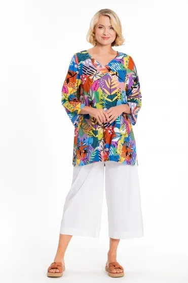 Mary Tropical Print Tunic Dress - Multi - Mary-Giardi 100