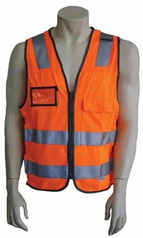Master Workwear 7PVT41 Hi Visibility Vest - VIC Rail Compliant - Polyester - Orange - S