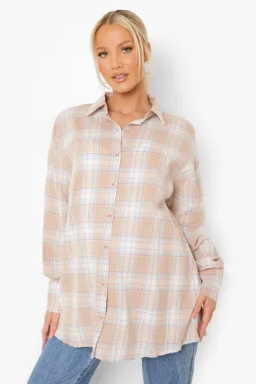 Maternity Oversized Flannel Shirt