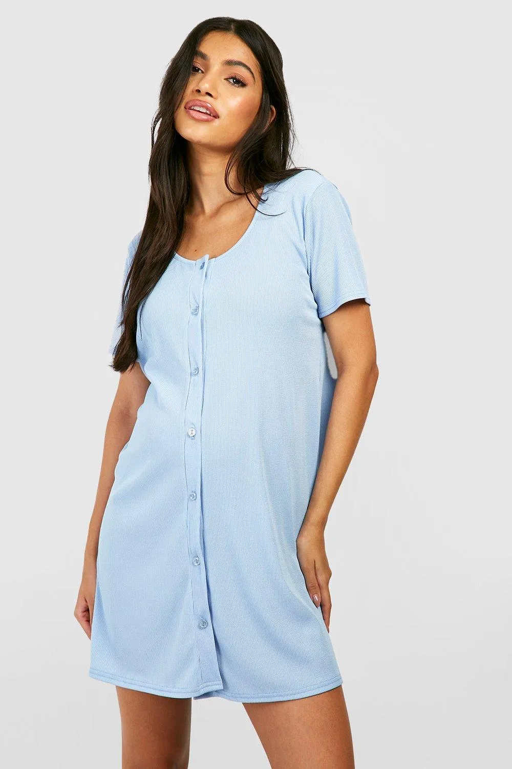 Maternity Rib Button Front Nightgown
