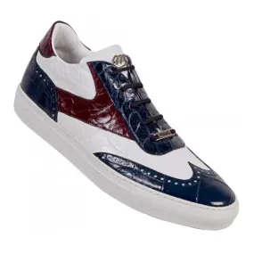 Mauri Sire 8896 Alligator Sneakers White/Ruby Red/Wonder Blue (Special Order)