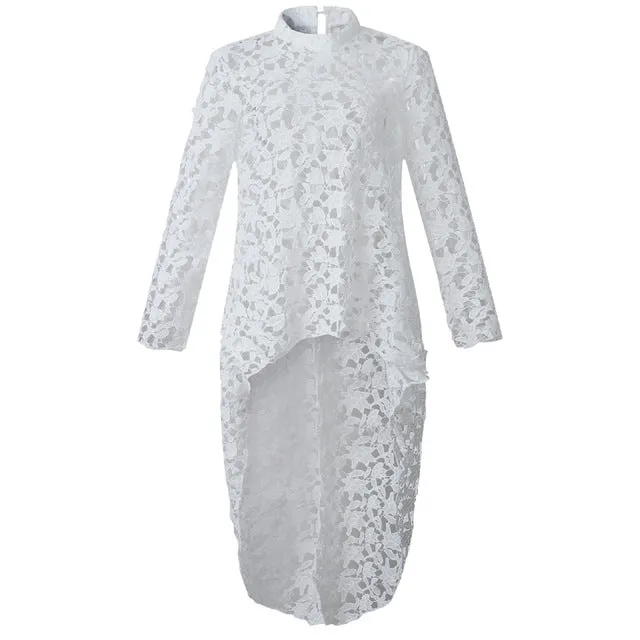 MBluxy High Low Top Asymmetrical Tunic Women Lace