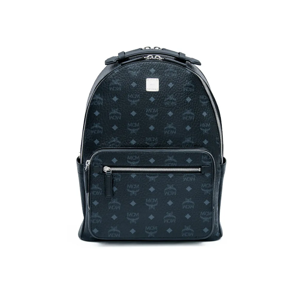 MCM Stark Visetos Backpack Bag Black  Small