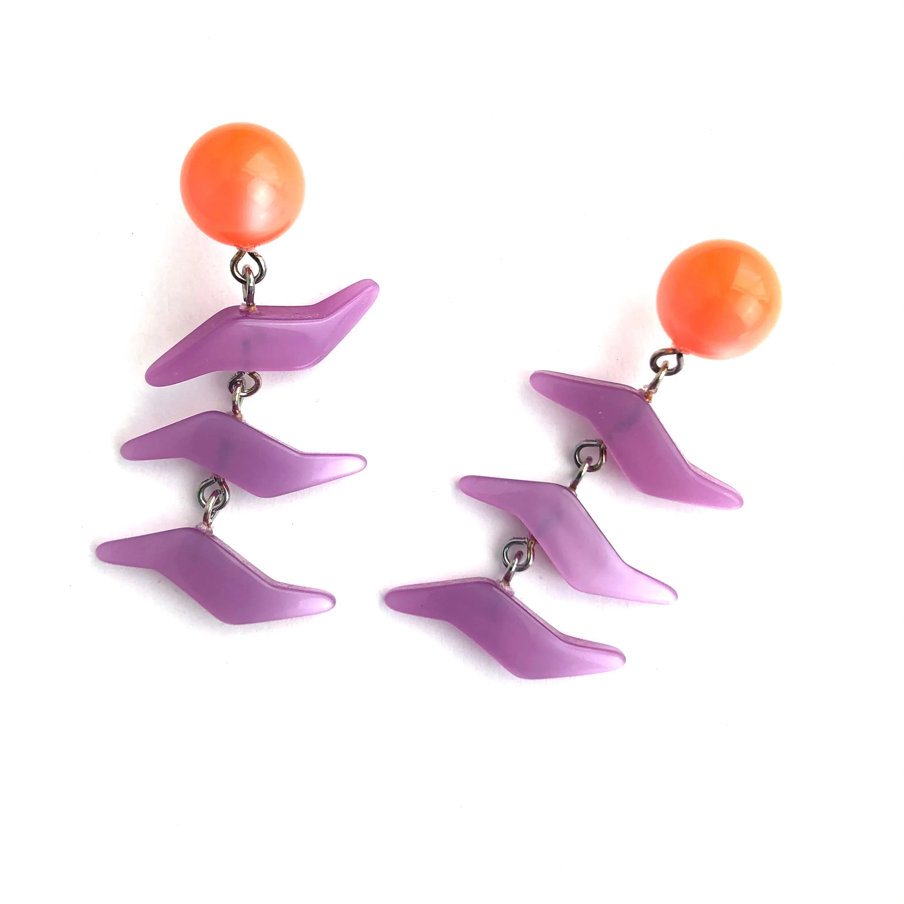 Melon & Lilac ZigZag Moonglow Statement Earrings *