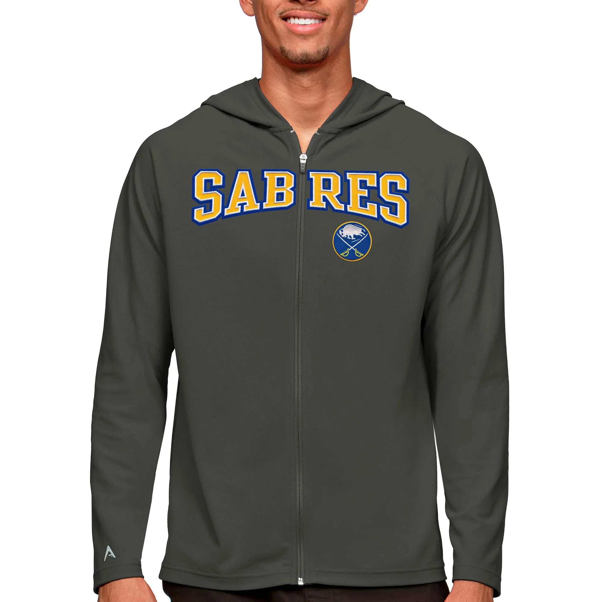 Men's Buffalo Sabres Antigua Charcoal Legacy Full-Zip Hoodie