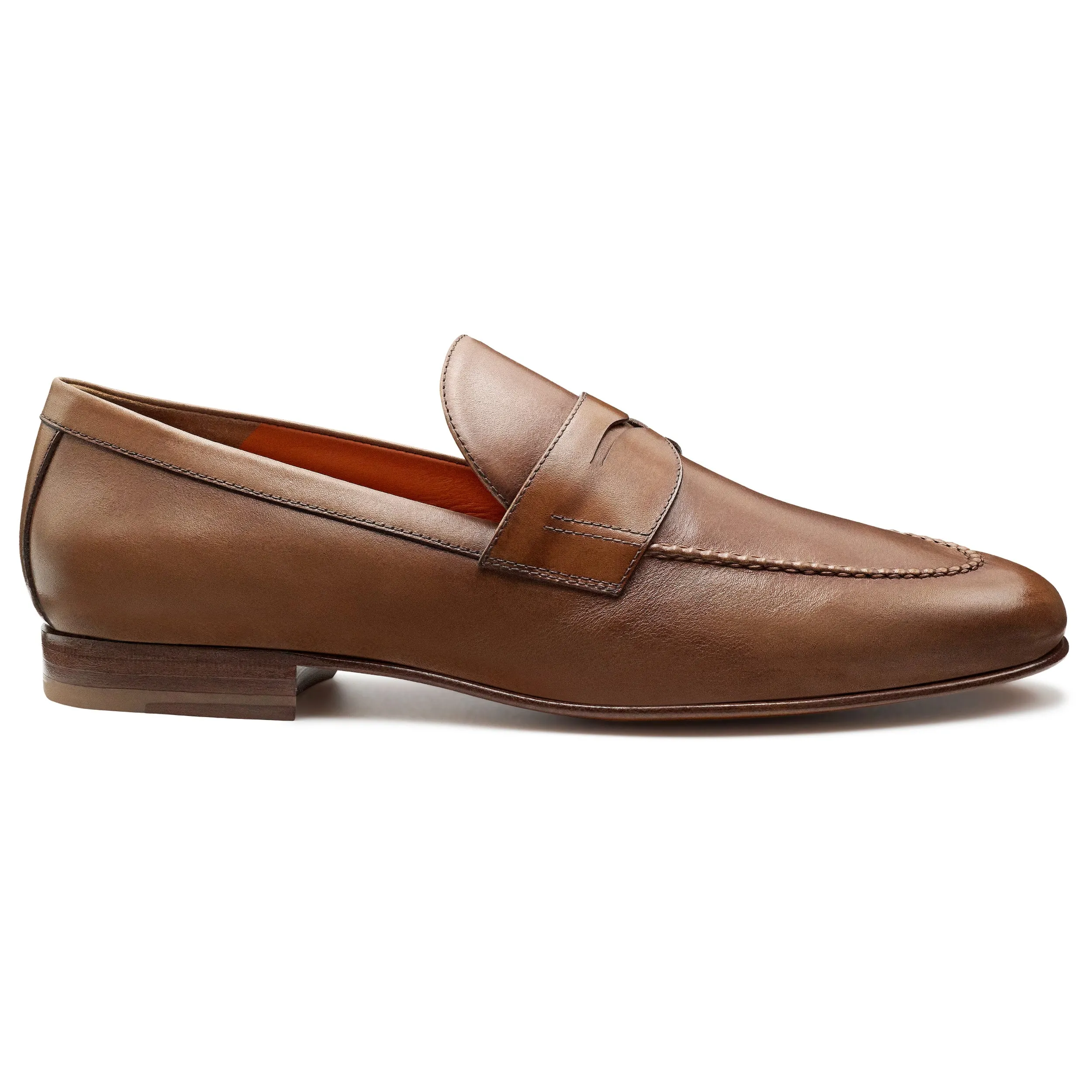 Mens caramel leather penny loafers