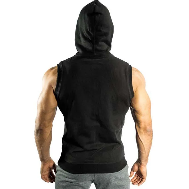 Men's Casual Hooded Sleeveless Zipper Tank Top 10159862M